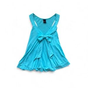 Vintage blue bow front tank coquette cottagecore‎ going out L